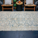 5’ x 9’11 Classic Antique Gallery Rug Muted Denim Blue, Ivory + Camel SB '4423
