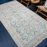 5’ x 9’11 Classic Antique Gallery Rug Muted Denim Blue, Ivory + Camel SB '4423