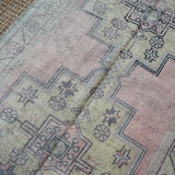 4’1 x 9’ Vintage Oushak Carpet Muted Pink, Gray and Yellow Gallery Rug '3514