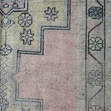 4’1 x 9’ Vintage Oushak Carpet Muted Pink, Gray and Yellow Gallery Rug '3514