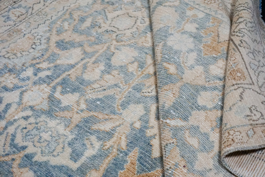 5’ x 9’11 Classic Antique Gallery Rug Muted Denim Blue, Ivory + Camel SB