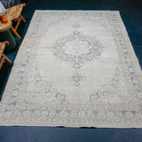 6'4 x 9’9 Vintage Oushak Rug Blue-Gray & Beige SB