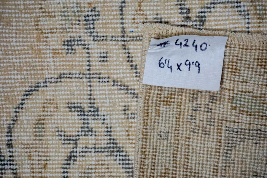 6'4 x 9’9 Vintage Oushak Rug Blue-Gray & Beige SB