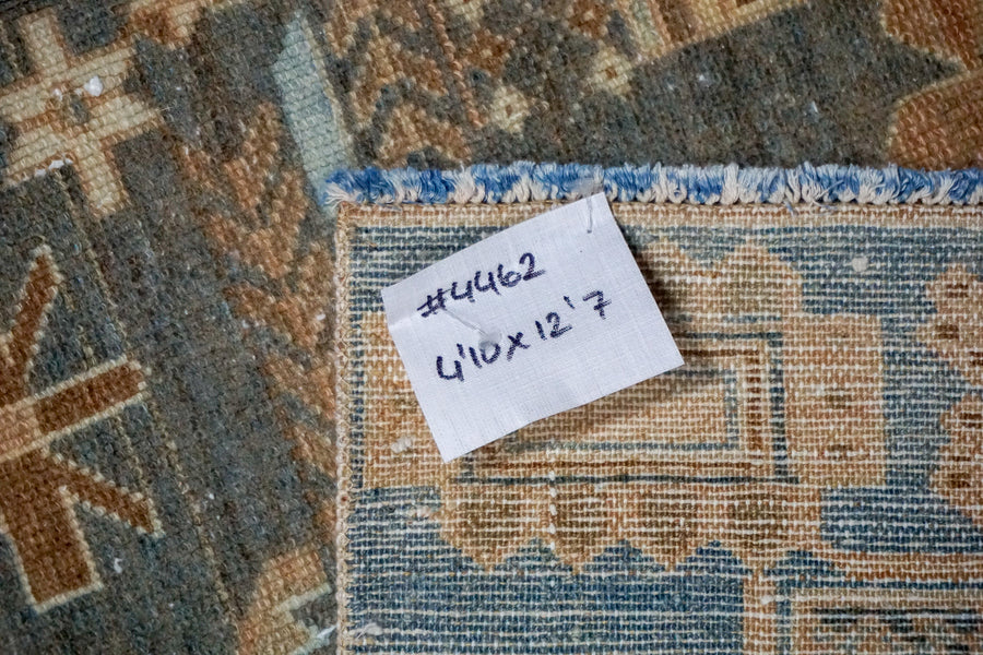 4’10 x 12’7 Classic Vintage Wide Runner Muted Blue, Camel Beige & Cream