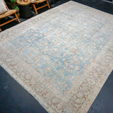 9’2 x 12’4 Classic Antique Rug Blue, Mocha, Cream & Pink Carpet SB '4284