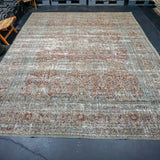10’ x 13’6 Classic Antique Rug Turquoise Blue, Wine, & Moss Green  SB '4476