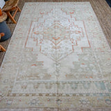 6’2 x 11’2 Turkish Taspinar Rug Muted Olive + Sage Green Vintage Carpet