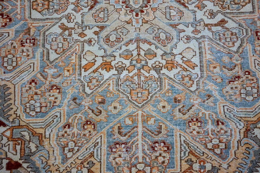 9’2 x 12’3 Classic Vintage Rug Rust, Pale Blue + Cream SB