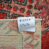4’3 x 7’ Oushak Rug Muted Watermelon Red, Sage Green and Blue Vintage Carpet*