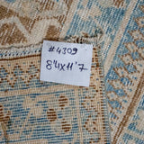 8’4 x 11’7 Classic Vintage Rug Light Denim Blue + Cream Carpet SB