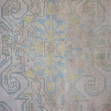 4’3 x 7’2 Oushak Rug Baby Pink, Blue and Yellow Vintage Carpet