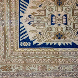 5’ x 7’2 Turkish Taspinar Rug Navy Blue, Beige and Brown Vintage Carpet