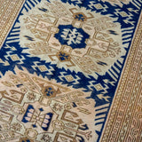 5’ x 7’2 Turkish Taspinar Rug Navy Blue, Beige and Brown Vintage Carpet