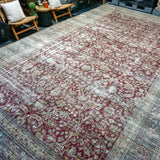 11’8 x 19’4 Classic Antique Rug Muted Wine, Gray and Turquoise SB