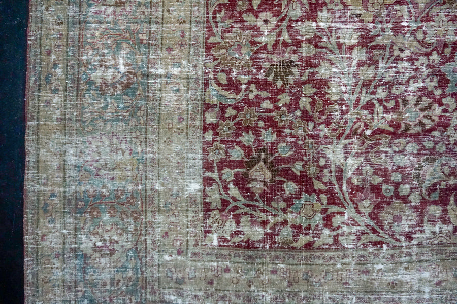11’8 x 19’4 Classic Antique Rug Muted Wine, Gray and Turquoise SB