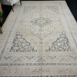 7’3 x 12’5 Oushak Rug Beige and Forest Green SB