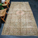 5’ x 10’3 Classic Vintage Rug Muted Brown, Copper + Green