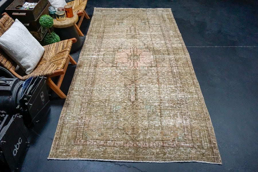 5’ x 10’3 Classic Vintage Rug Muted Brown, Copper + Green