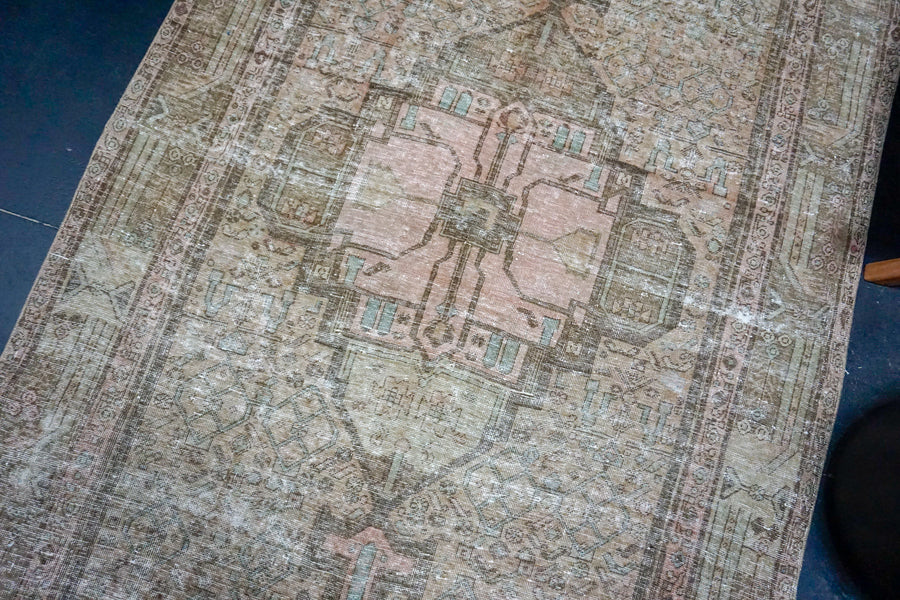 5’ x 10’3 Classic Vintage Rug Muted Brown, Copper + Green