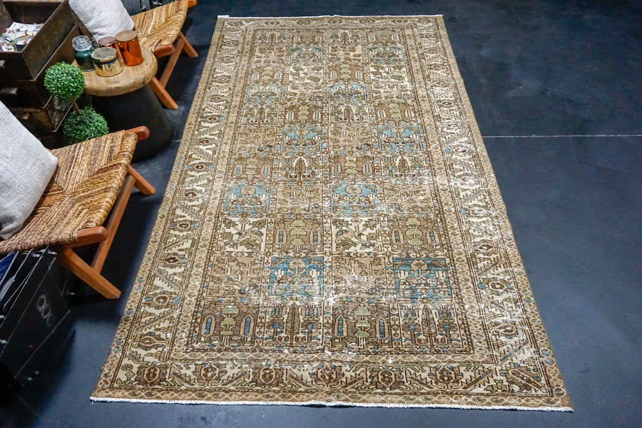 5’4 x 9’9 Classic Vintage Gallery Rug Muted Brown, Blue + Green