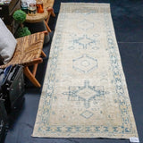 3’2 x 10’9 Classic Vintage Runner Muted Beige and Blue