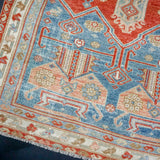 4’2 x 6’7 Classic Antique Rug Denim Blue, Salmon + Ivory SB '4297