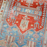 4’2 x 6’7 Classic Antique Rug Denim Blue, Salmon + Ivory SB '4297