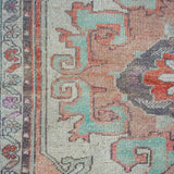 4’4 x 6’10 Oushak Rug Muted Red, Mint Green and Purple-Gray Vintage Carpet