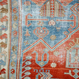 4’2 x 6’7 Classic Antique Rug Denim Blue, Salmon + Ivory SB '4297