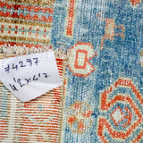 4’2 x 6’7 Classic Antique Rug Denim Blue, Salmon + Ivory SB '4297