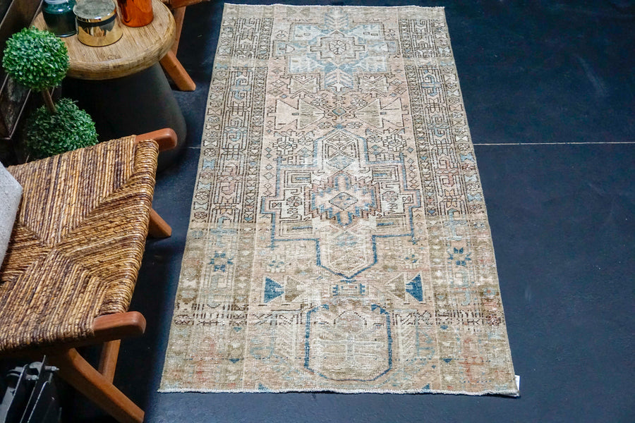 3’ x 6’ Classic Vintage Rug Muted Blush, Beige + Denim Blue SB
