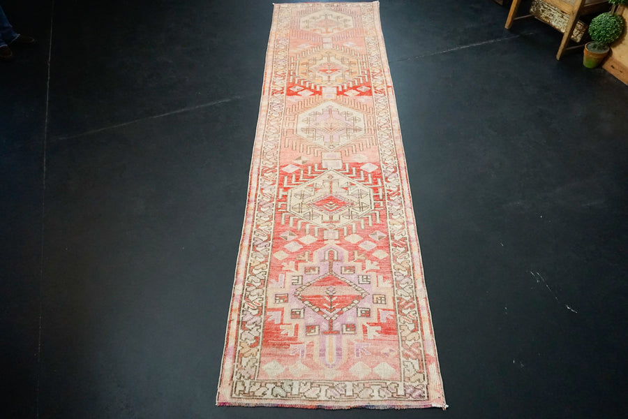 2’10 x 10’11 Herki Runner Pink, Cream and Apricot