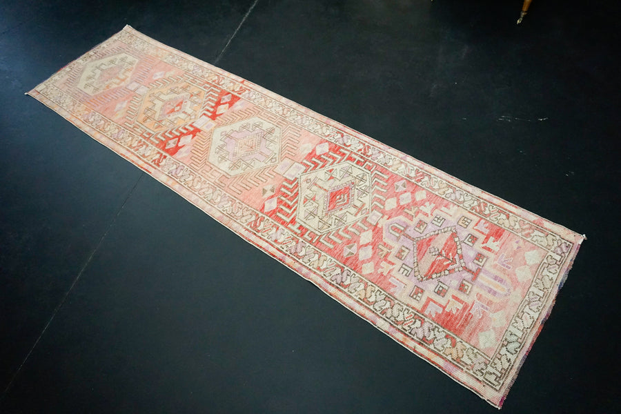 2’10 x 10’11 Herki Runner Pink, Cream and Apricot