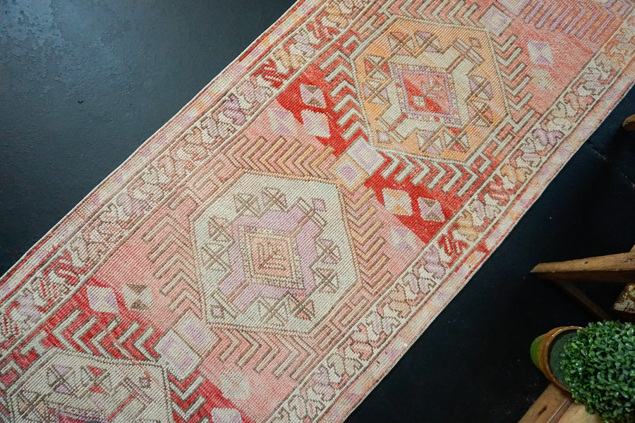 2’10 x 10’11 Herki Runner Pink, Cream and Apricot