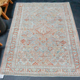 4’4 x 6’4 Classic Antique Rug Muted Sky Blue + Red and White SB