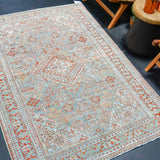 4’4 x 6’4 Classic Antique Rug Muted Sky Blue + Red and White SB '4300