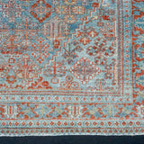 4’4 x 6’4 Classic Antique Rug Muted Sky Blue + Red and White SB '4300