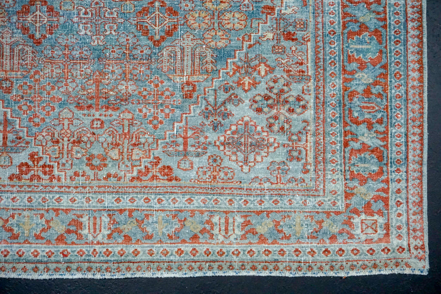 4’4 x 6’4 Classic Antique Rug Muted Sky Blue + Red and White SB