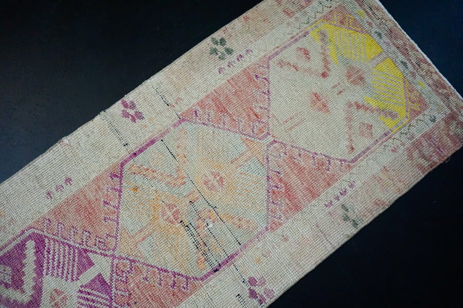2’10 x 12’2 Herki Runner Muted Pinks, Yellow, Cream and Gray