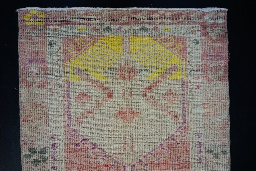 2’10 x 12’2 Herki Runner Muted Pinks, Yellow, Cream and Gray