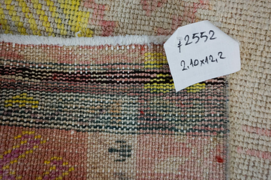 2’10 x 12’2 Herki Runner Muted Pinks, Yellow, Cream and Gray
