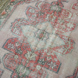 4’8 x 7’ Vintage Turkish Oushak Rug Muted Pink, Red and Gray Carpet