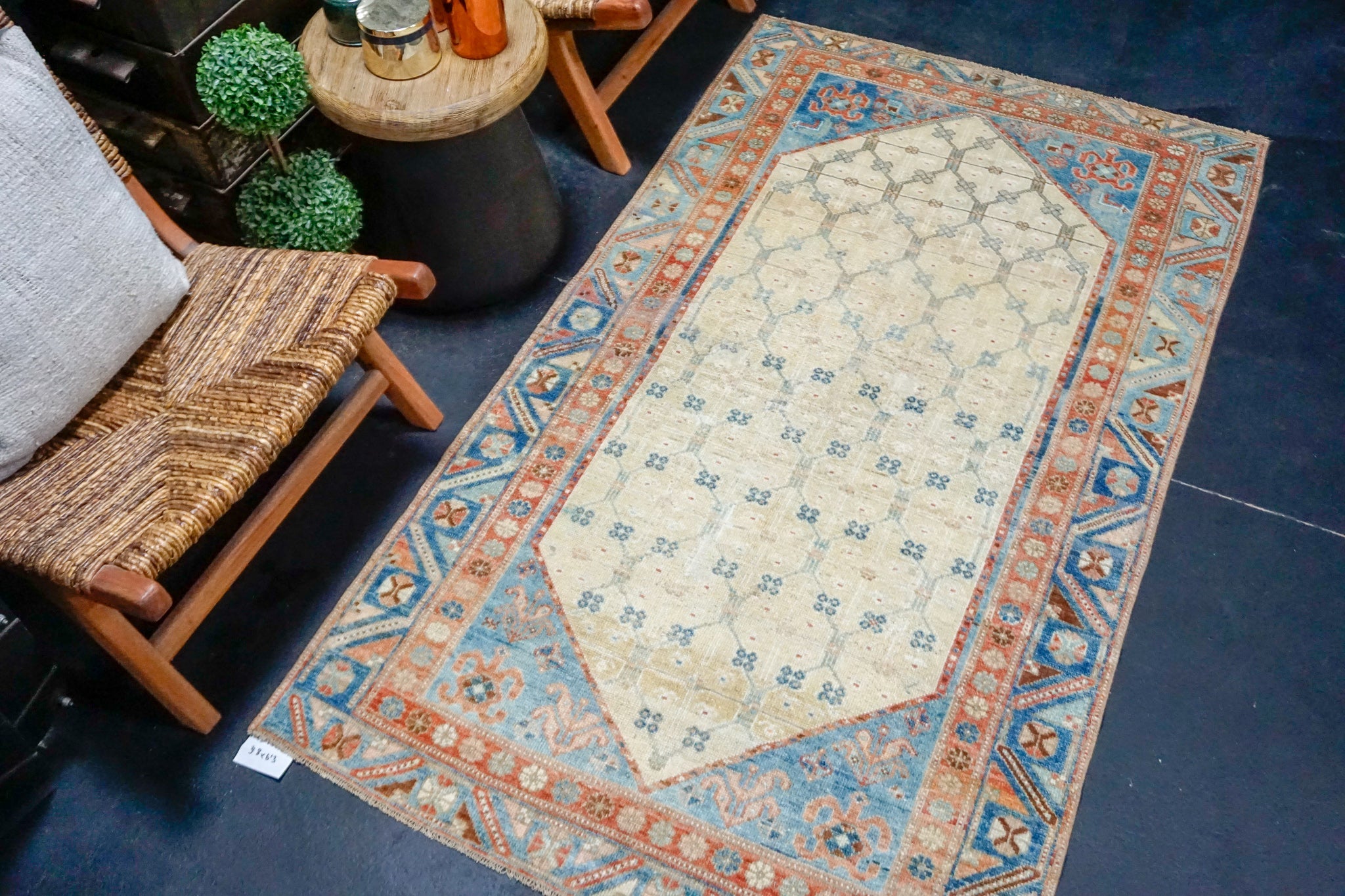 3’8 x 6’3 Classic Antique Rug Muted Red, Beige + Denim SB '4266 Linda's Barn