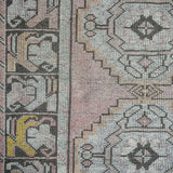 3’ x 9’2 Vintage Turkish Oushak Runner Muted Pink, Gray and White
