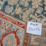 3’4 x 7’4 Classic Antique Rug Muted Red, Blue + Beige SB '4615