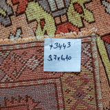3’7 x 6’10 Turkish Oushak Rug Muted Purple, Rust, Beige and Yellow Vintage 70’s