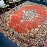 11’ x 14’ Classic Antique Rug Muted Red, Green + Blue SB
