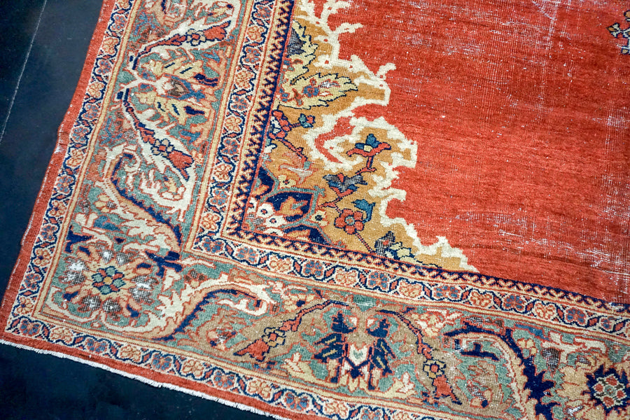 11’ x 14’ Classic Antique Rug Muted Red, Green + Blue SB