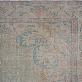 6’2 x 9’2 Vintage Oushak Rug Muted Green, Blue & Red Carpet