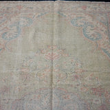 6’2 x 9’2 Vintage Oushak Rug Muted Green, Blue & Red Carpet